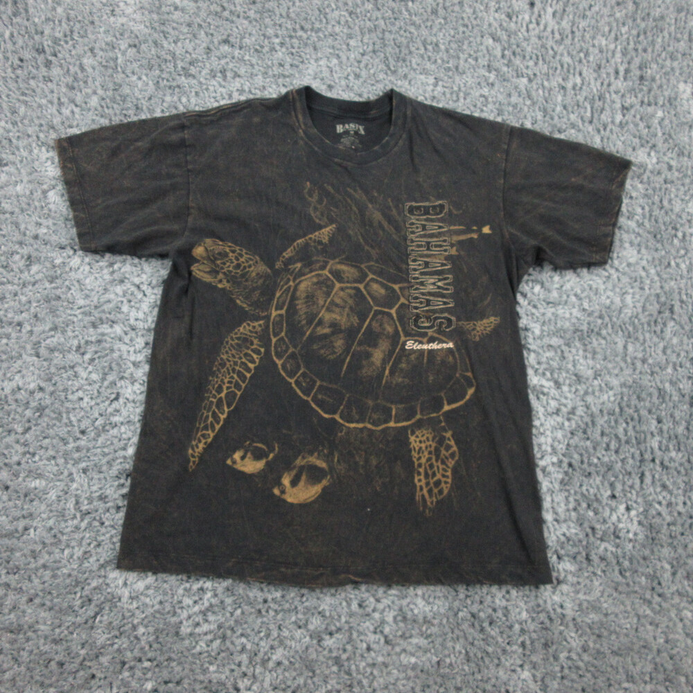 Bahamas Shirt Mens Medium Black Sea Turtle Short Sleeve Graphic Tee